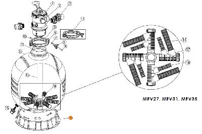Платформа общая для бочки фильтра Emaux MFV35 900 (011120370)
