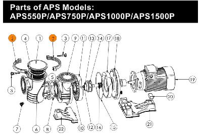 Хомут крышки префильтра насоса APS (5,5HP-7HP) (п.2) Emaux 420556559