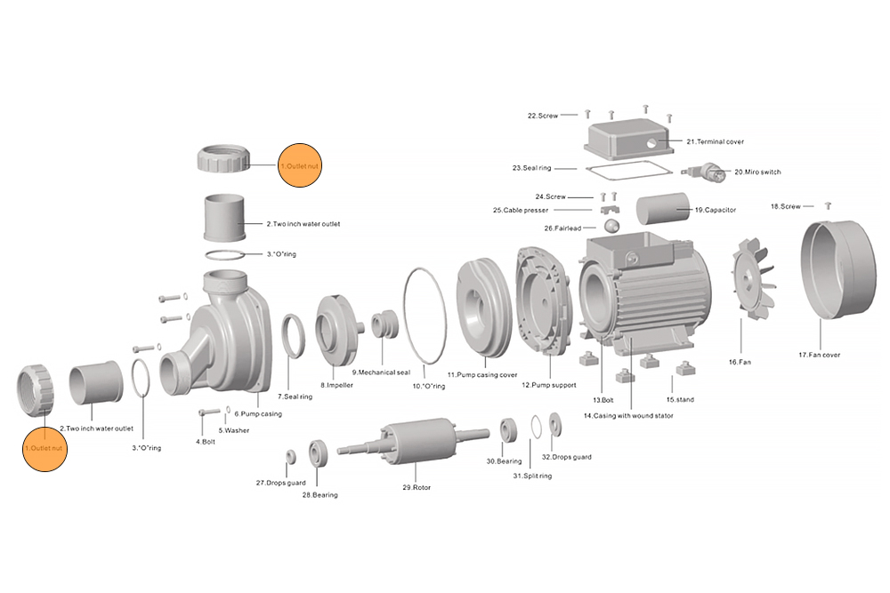 Гайка муфты d50 насоса HFC 02/HSPA Happy Pump