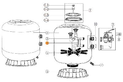 Фиксатор трубы диффузора с трубой коллектора фильтра S700-S1200 Emaux (01101065/01111090/4110000990)